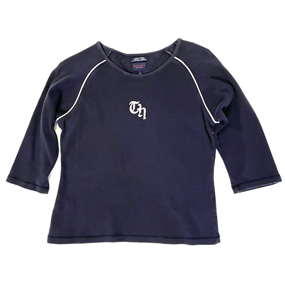 Vintage Tommy Hilfiger 3/4 sleeve navy shirt Y2K